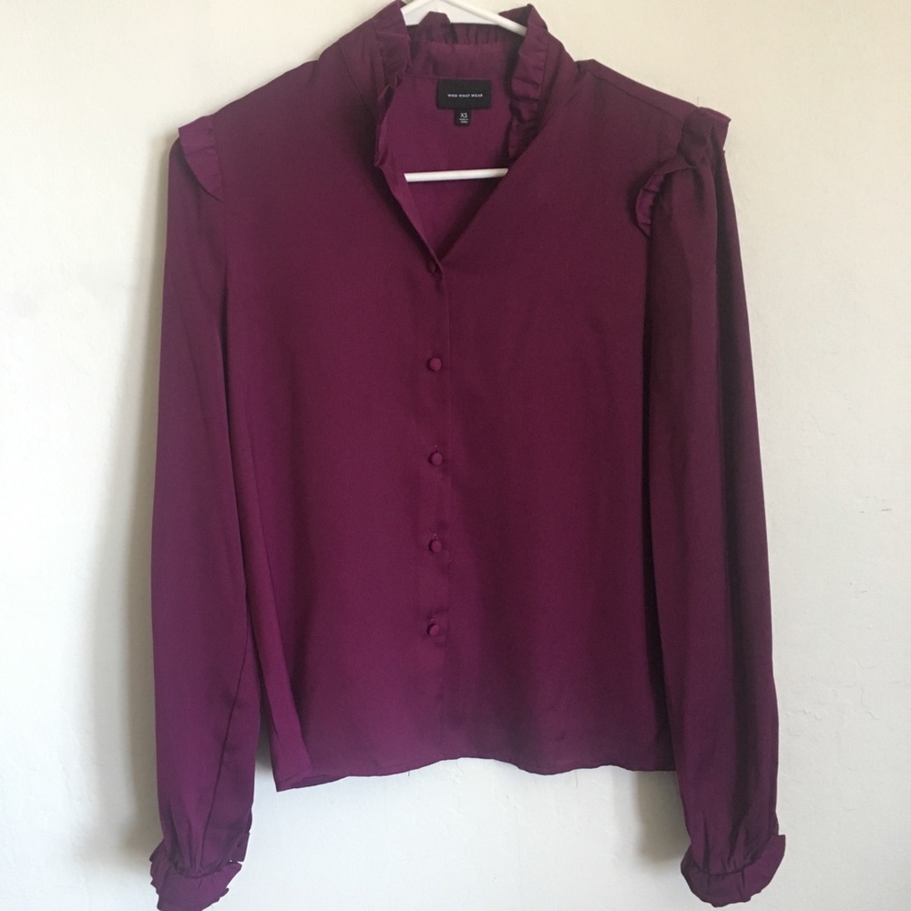 XS Who What Wear purple long sleeve blouse